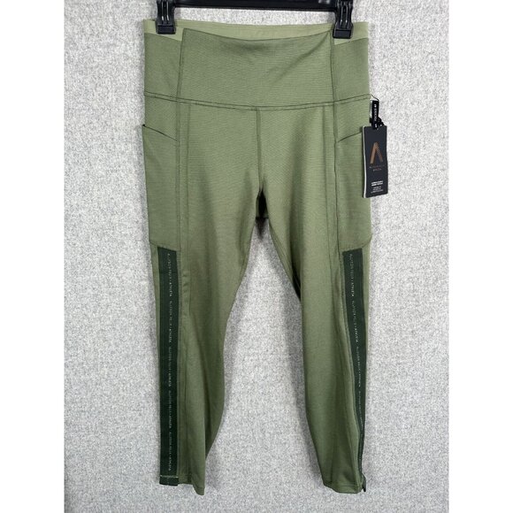NWT Allyson Felix Athleta Medium Leggings Fast AF Olive Green $119 Compression - Picture 1 of 16